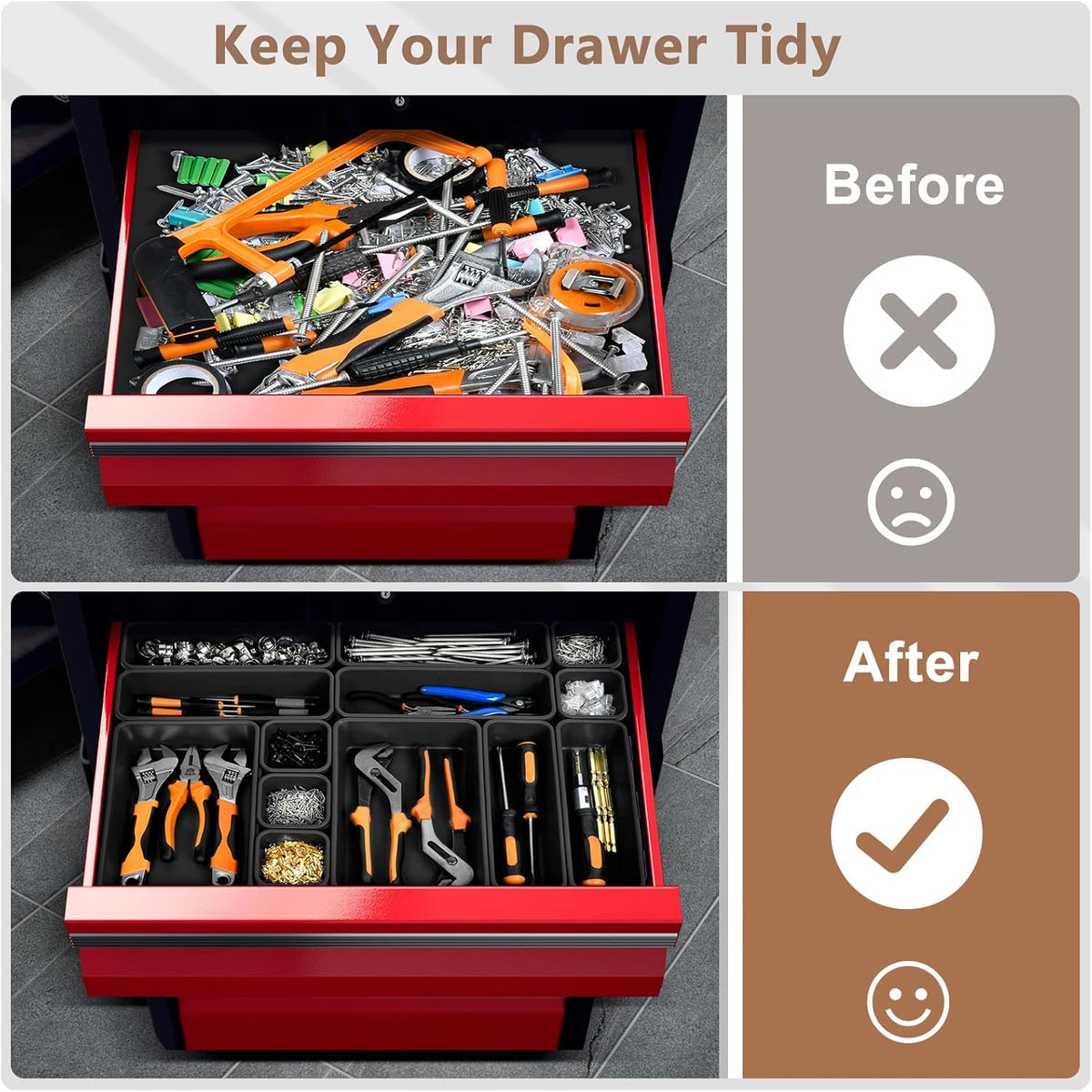 A-LuGei small bins with screws and nails showing fast sorting benefit