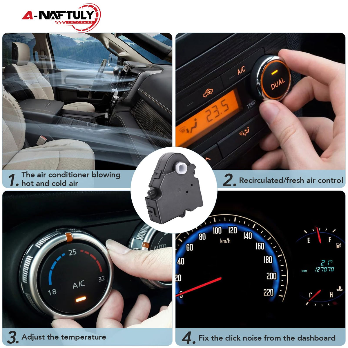 A-NAFTULY actuator installed in vehicle HVAC housing restoring proper airflow control