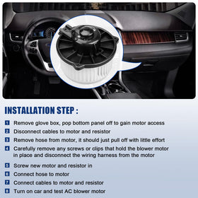 A-NAFTULY blower motor installed under dash demonstrating straightforward replacement