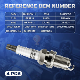 Four A-NAFTULY spark plugs laid out to display included quantity and uniform build quality
