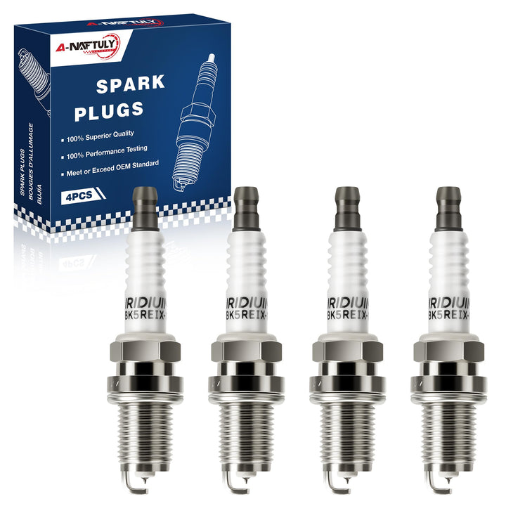 A-NAFTULY front packaging showing four iridium spark plugs and part numbers, for clear compatibility