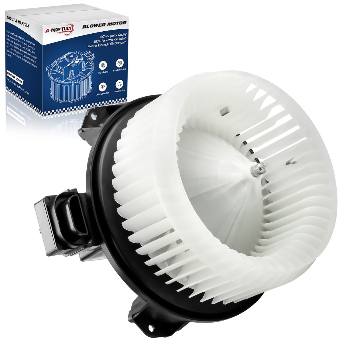 A-NAFTULY front view blower motor showing fitment and reliable airflow