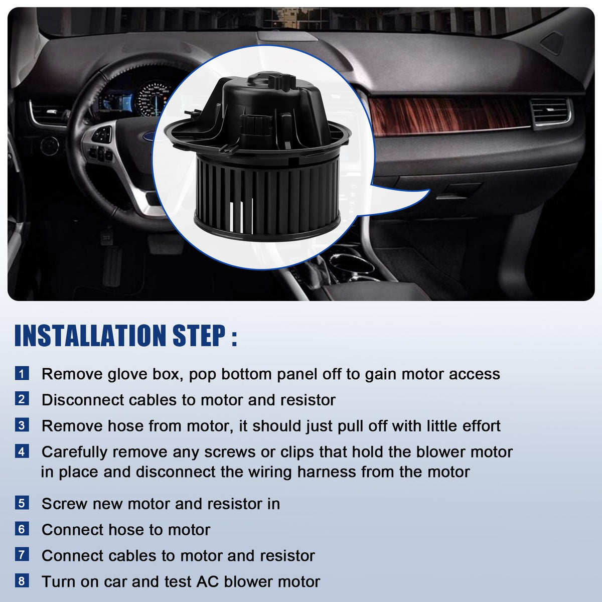 A-NAFTULY motor installed in vehicle HVAC demonstrating restored cabin airflow