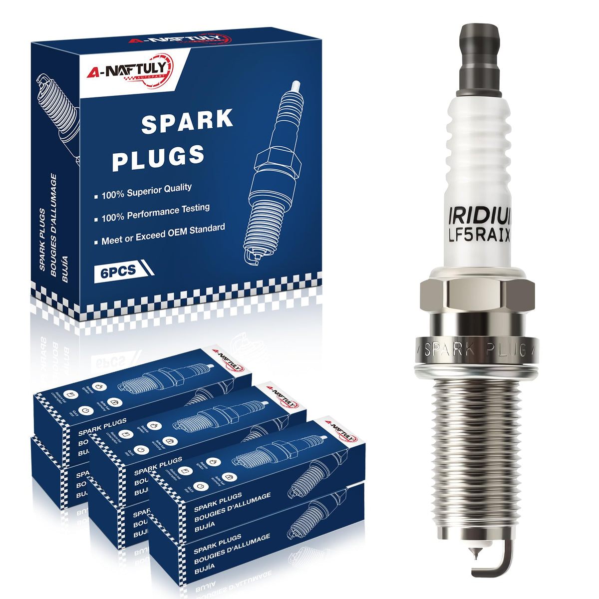 A-NAFTULY spark plugs on a shop bench in garage setting demonstrating professional use
