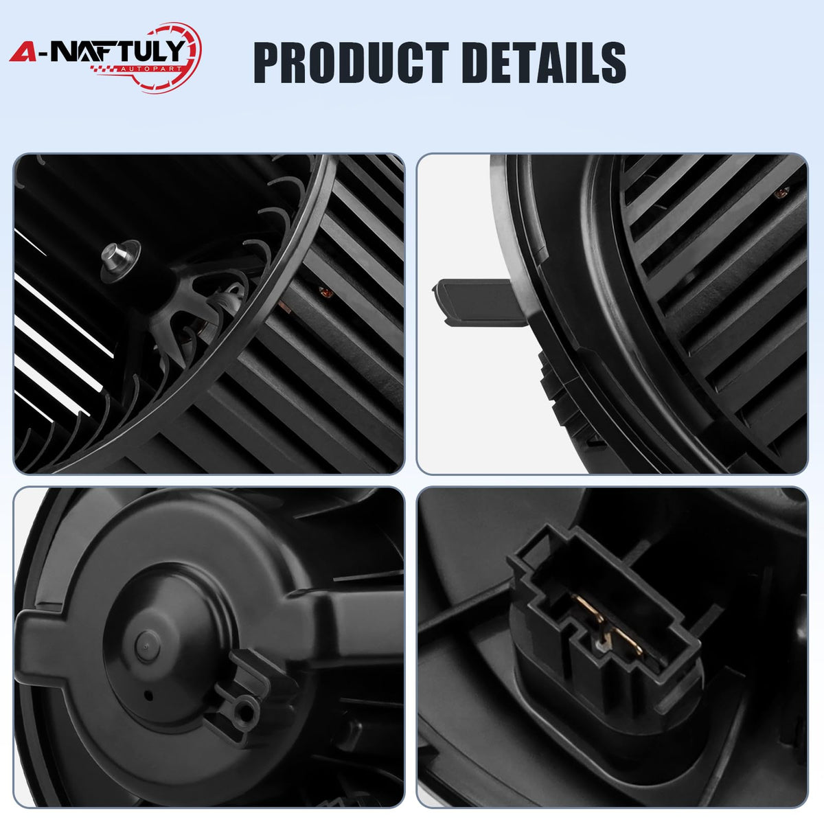 A-NAFTULY motor label and connector showing plug-and-play compatibility benefit