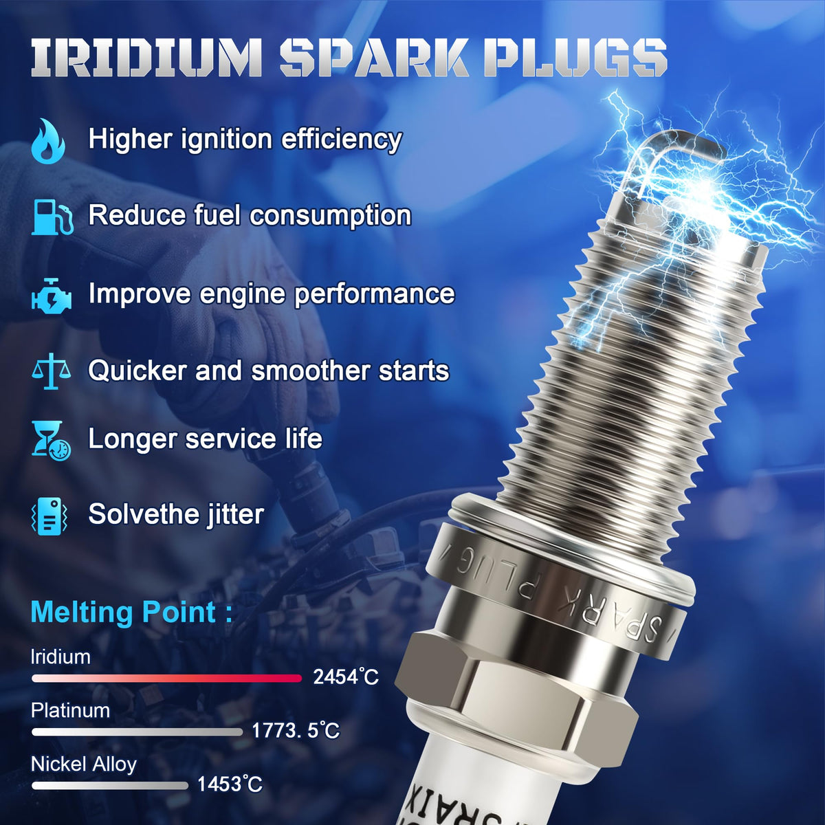 A-NAFTULY plugs installed in cylinder head illustrating improved combustion stability
