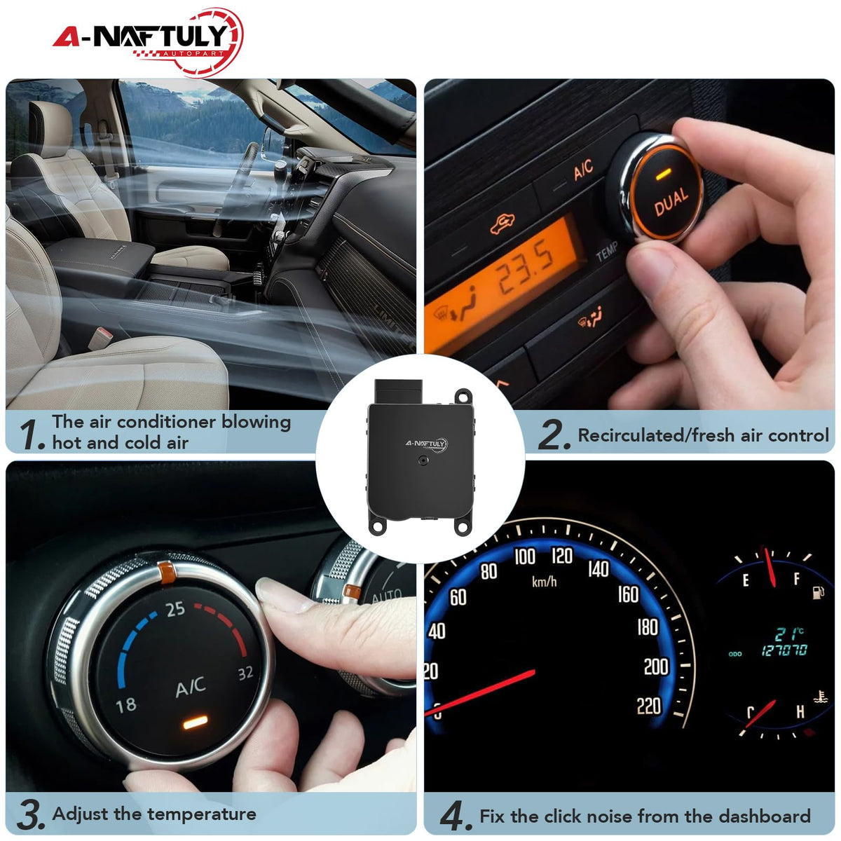 A-NAFTULY in truck dashboard scene showing even vent temperature benefit