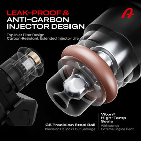 A Plus Auto injectors installed under hood demonstrating direct-fit replacement benefit