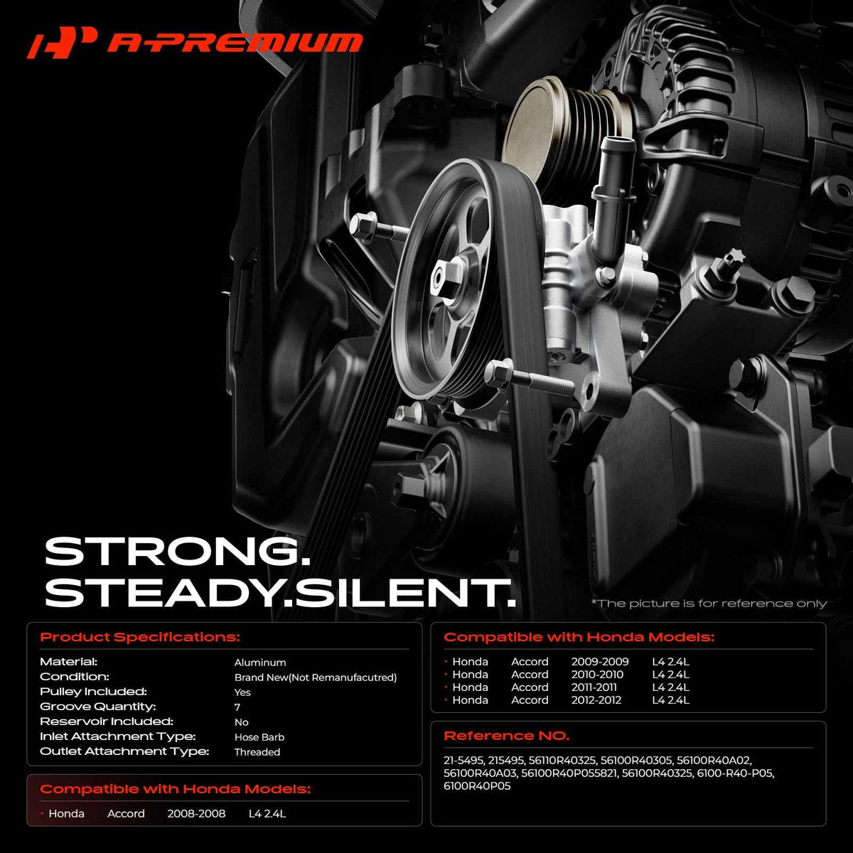 A-Premium 7-groove pulley close-up highlighting correct pulley for Honda Accord