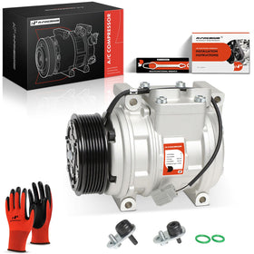 A-Premium front view of compressor showing mounting points and OEM fit benefit