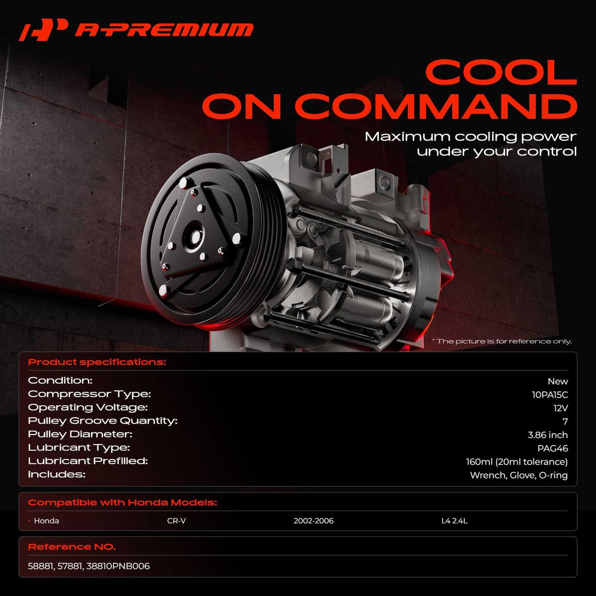 A-Premium side view label and part numbers for easy compatibility verification