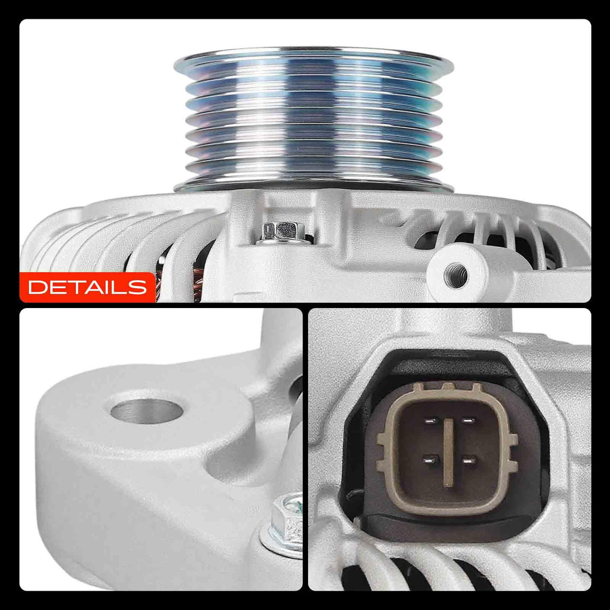 A-Premium alternator angled finish close-up showing durable construction benefit