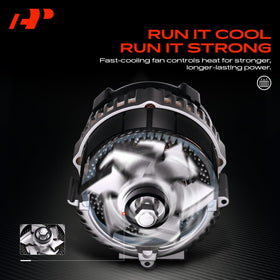 A-Premium alternator beside belt showing size for accurate fit confirmation
