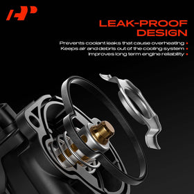 A-Premium assembled thermostat housing side profile confirming flange dimensions