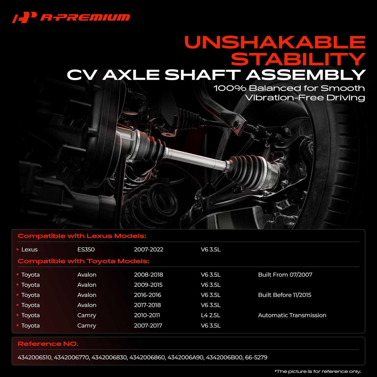 A-Premium outer CV joint close-up highlighting durable boot and grease seal