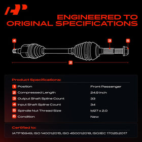 A-Premium close-up of input and output spline detail for accurate fitment