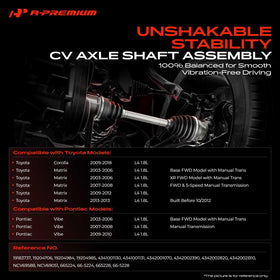 A-Premium left axle close-up showing durable joint and improved drive reliability