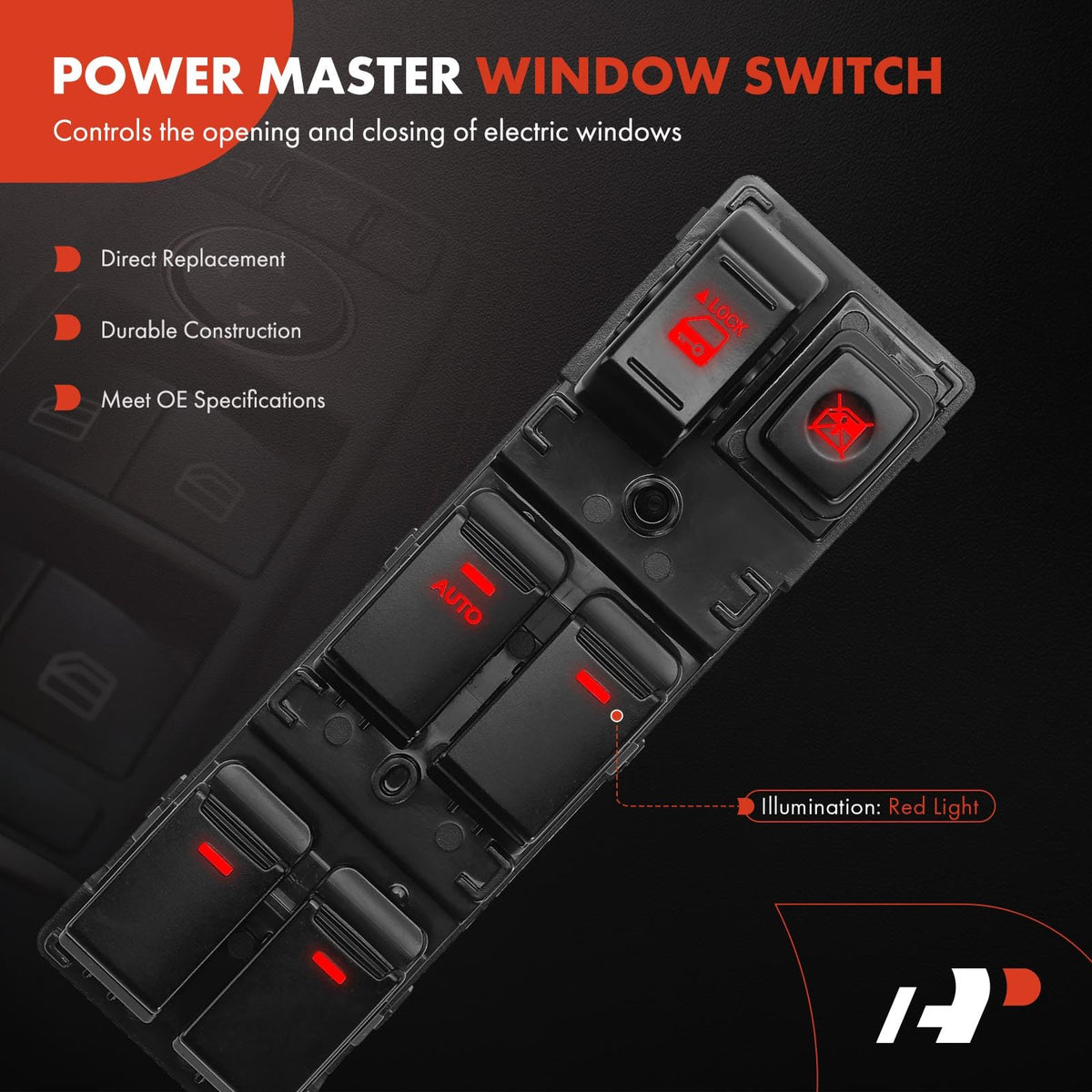 A-Premium illuminated red backlight improving nighttime visibility of controls