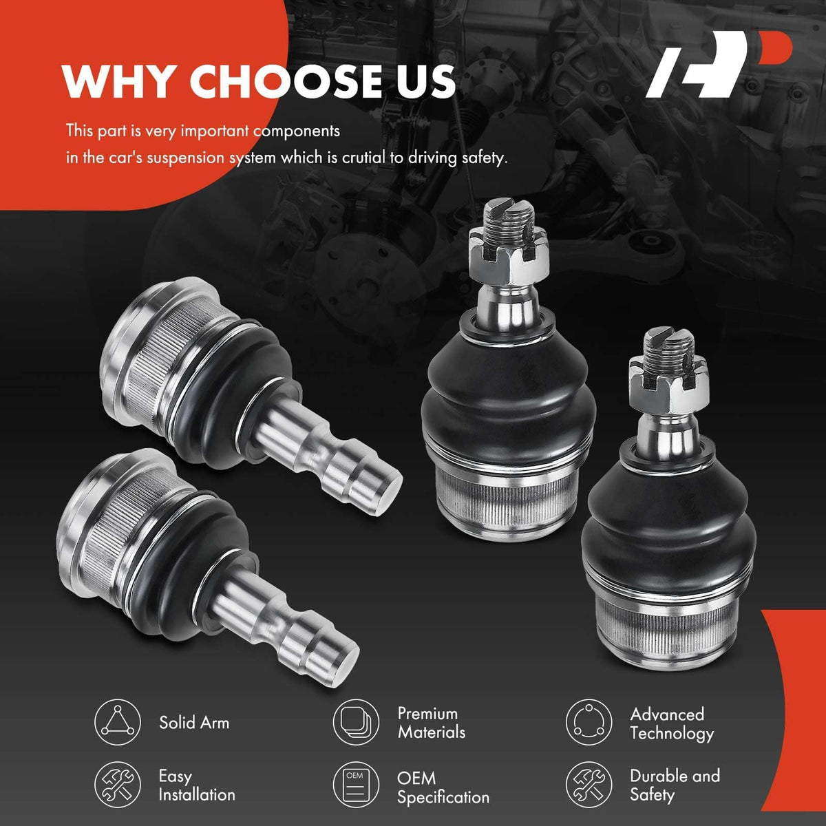 A-Premium laid-out ball joint kit with hardware showing complete set convenience