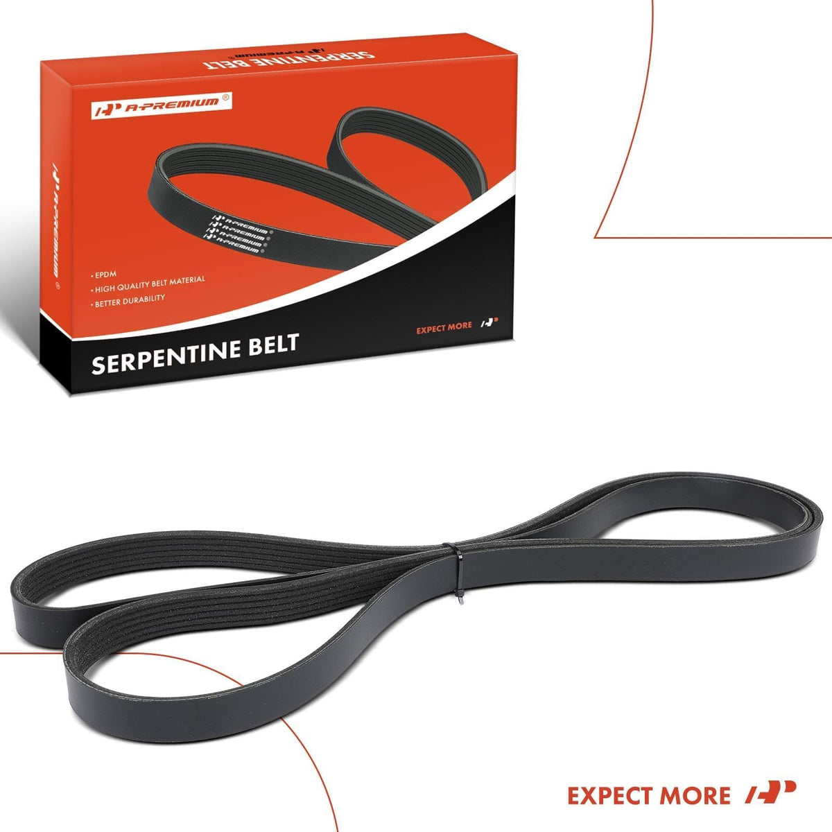A-Premium folded belt image highlighting six ribs for quieter, stable operation