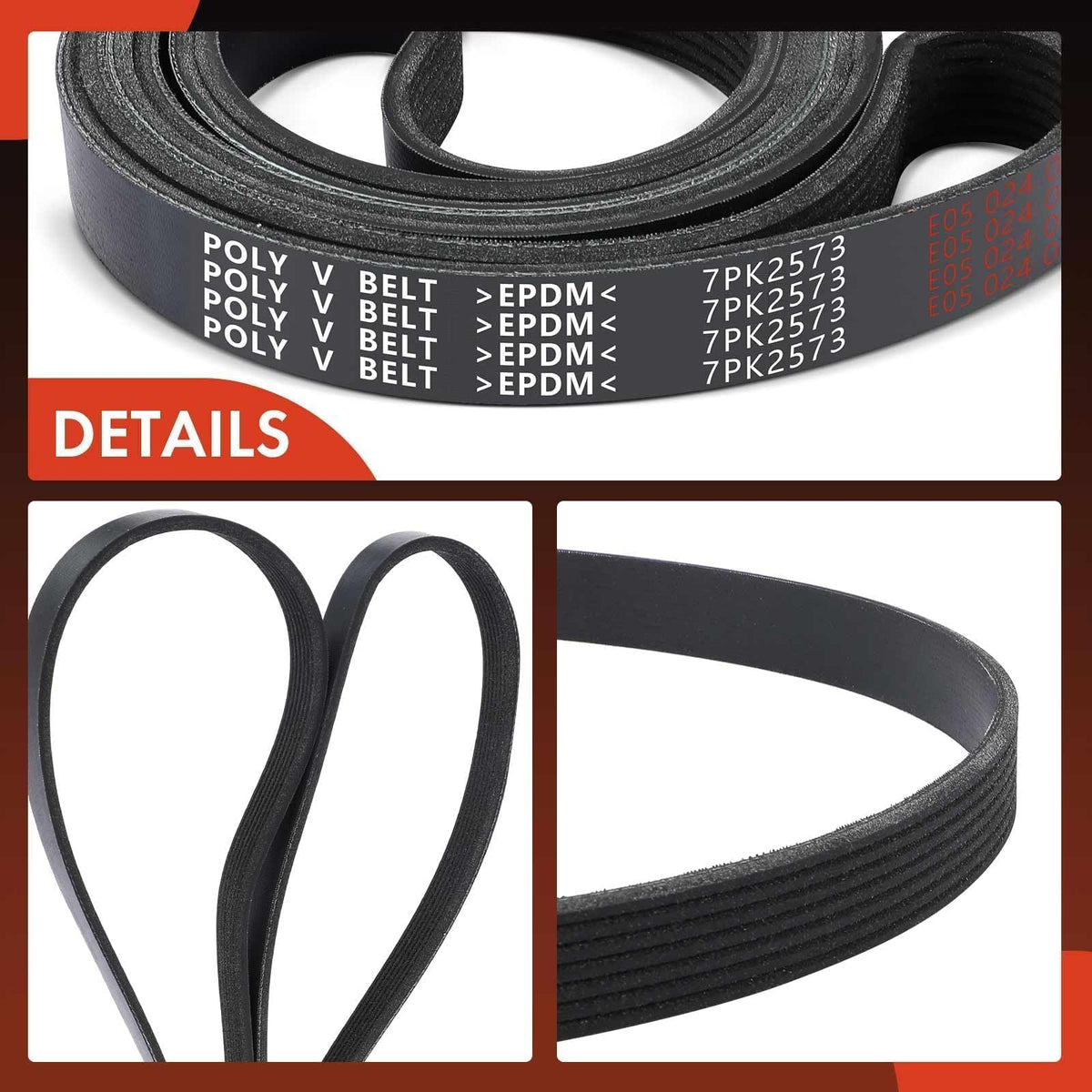 Side edge detail of A-Premium belt revealing polyester cord structure for durability