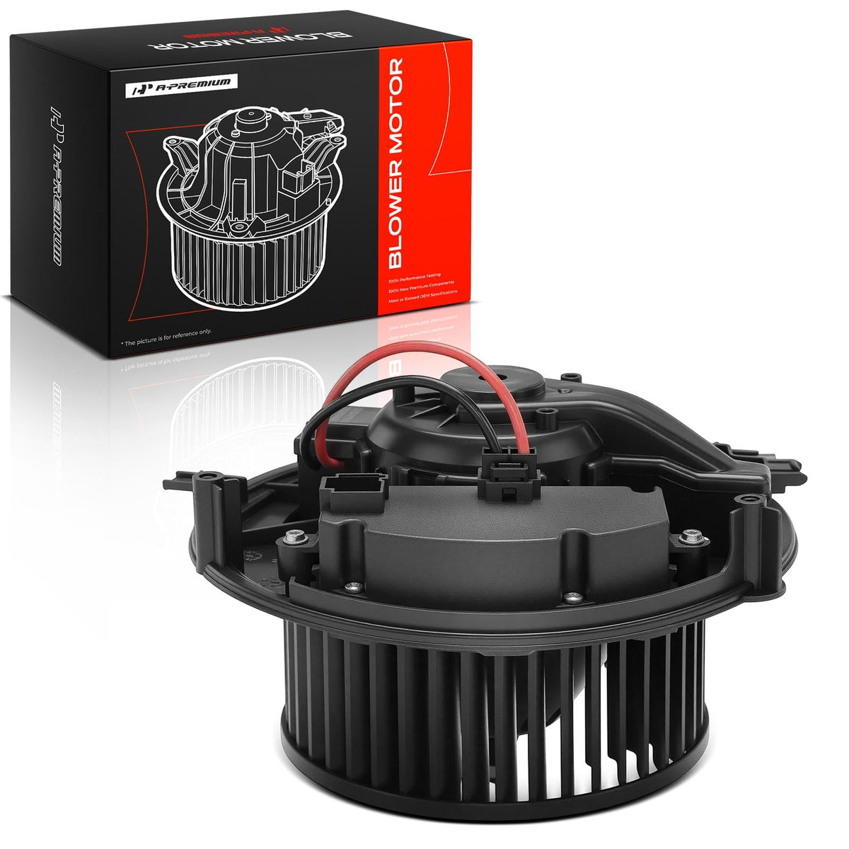 A-Premium front view of blower motor showing clean fit and airflow benefit