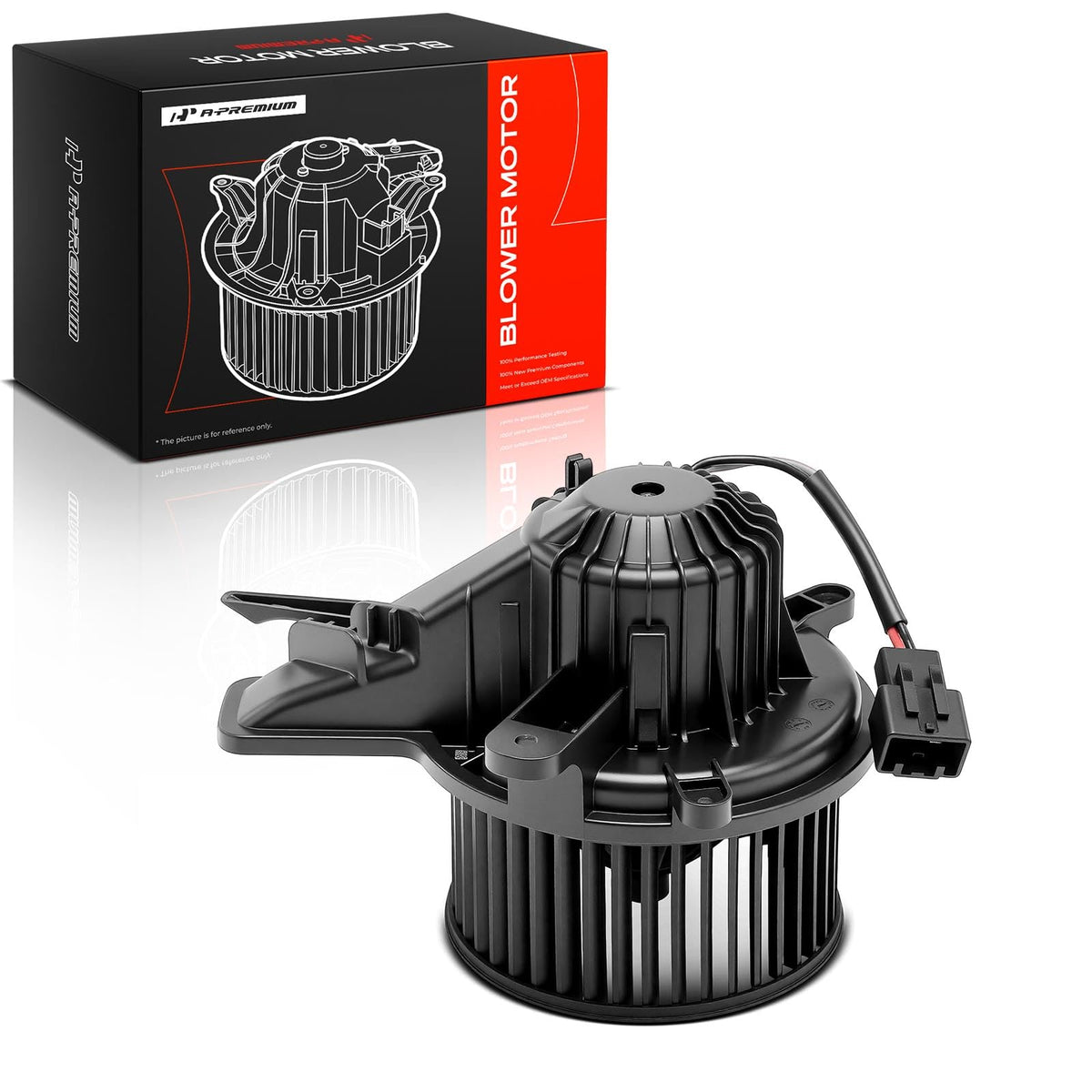 A-Premium front view of blower motor showing ready direct-fit benefits
