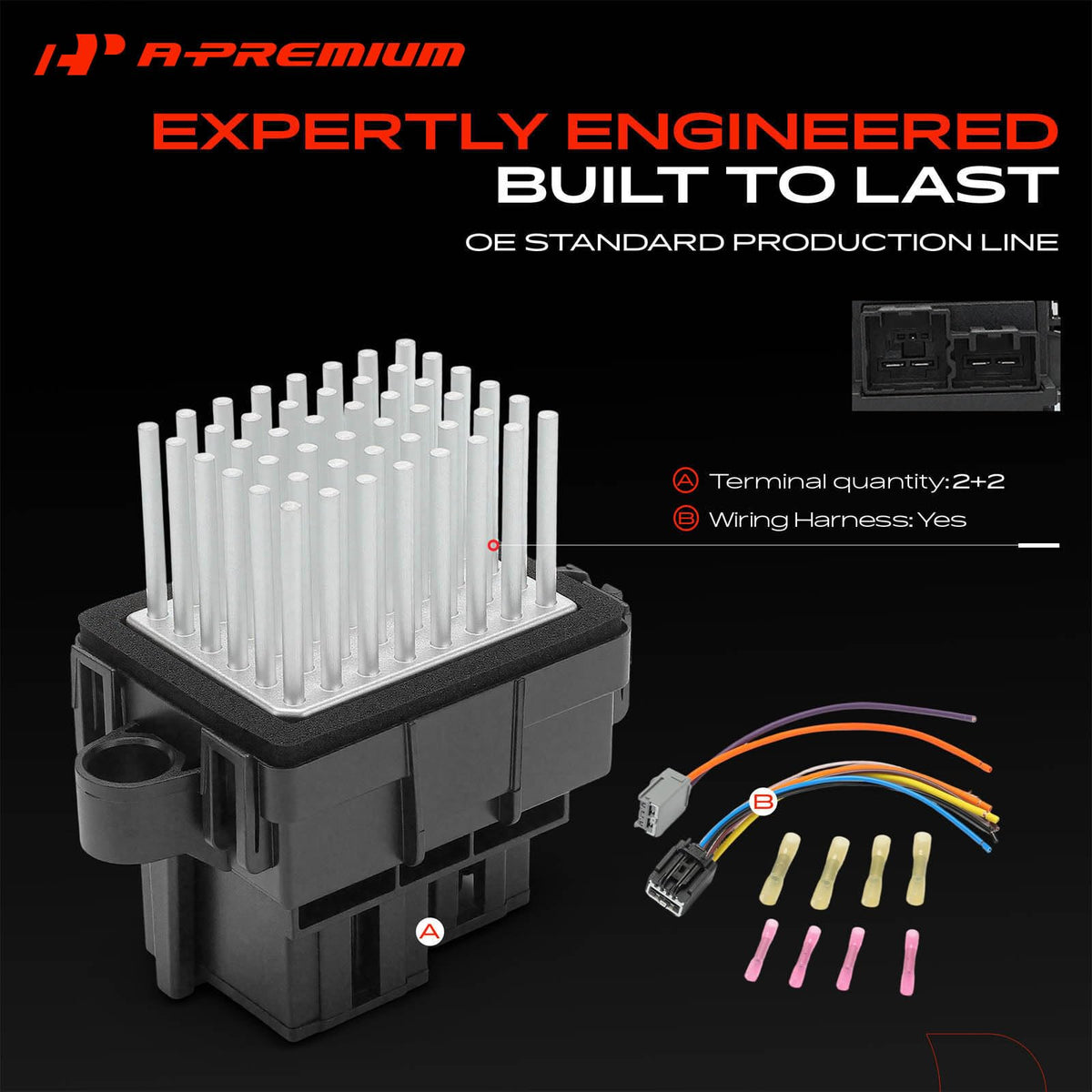 A-Premium blade terminals detail demonstrating corrosion-resistant contact benefits