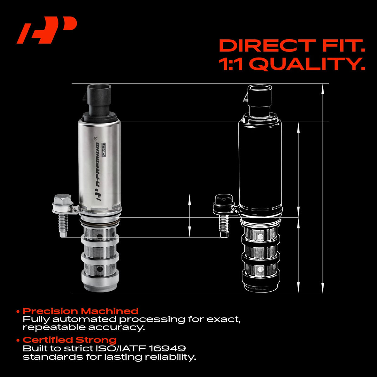 A-Premium both solenoids laid out illustrating complete VVT replacement kit