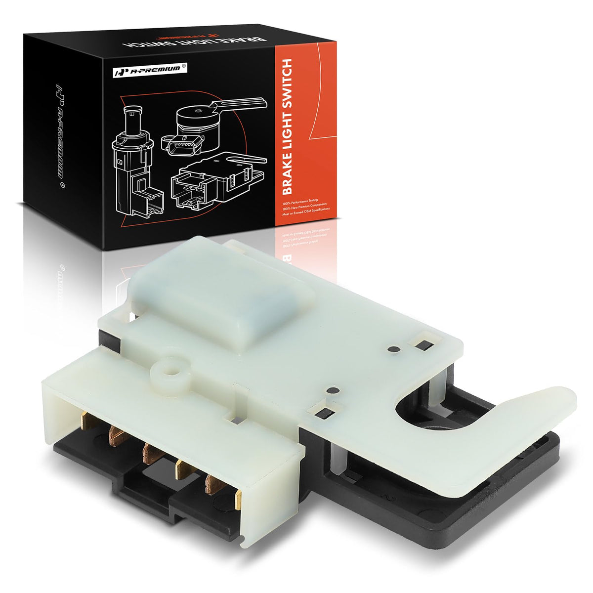 A-Premium front view of brake light switch showing compact direct-fit design and reliability