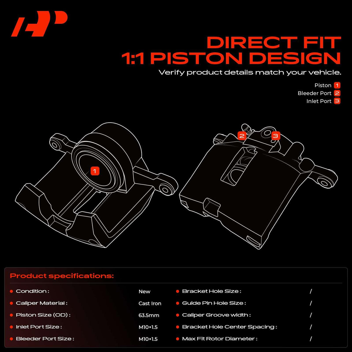 A-Premium caliper mounting face highlighting bolt pattern for straightforward installation