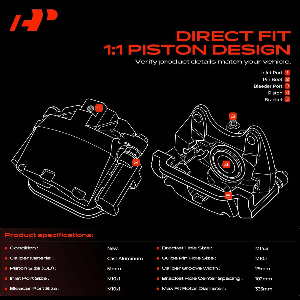 A-Premium caliper side profile demonstrating compact form and OEM alignment benefit