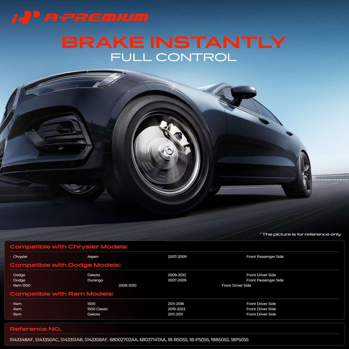 A-Premium caliper with bracket angle highlighting ready-to-install advantage