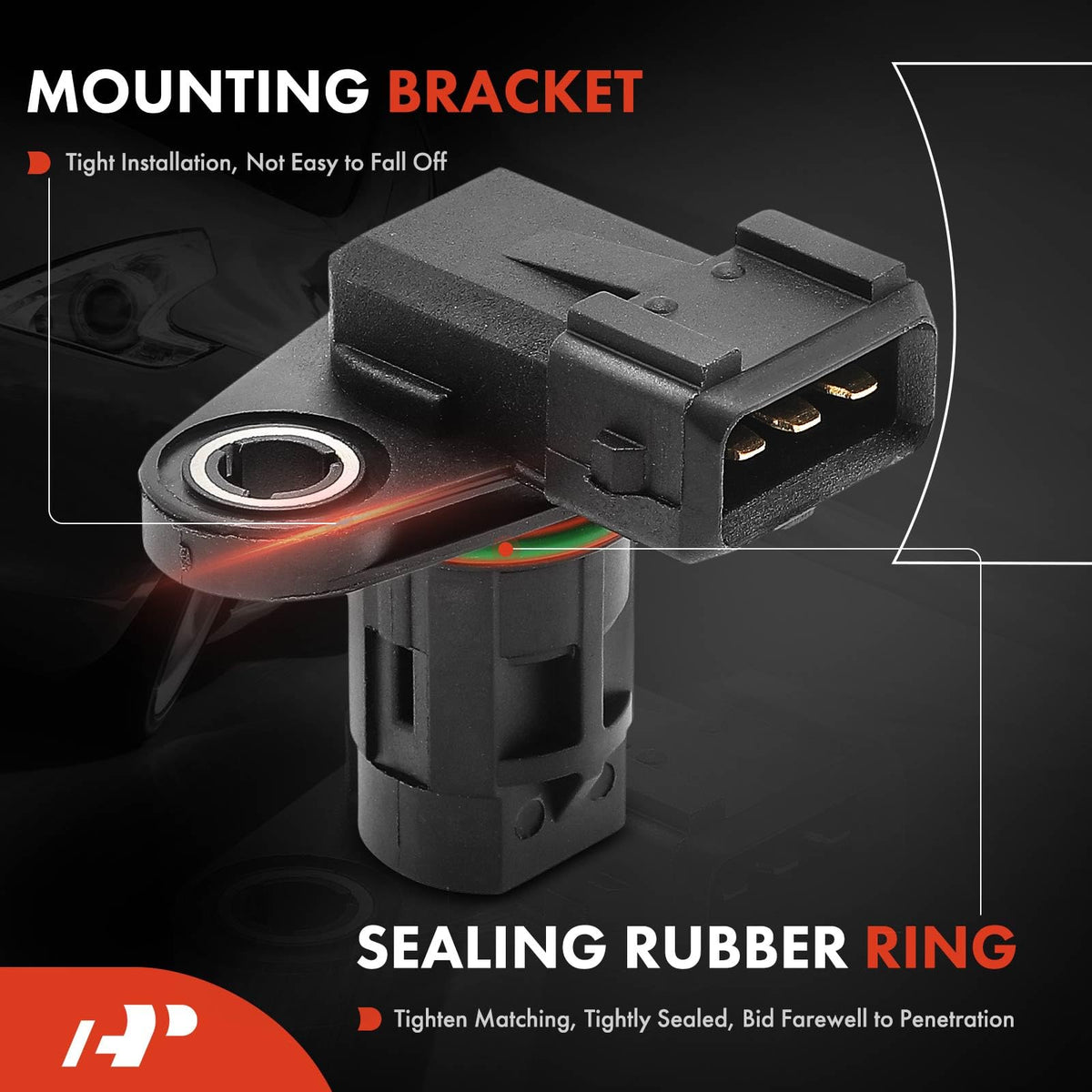 A-Premium camshaft sensor connector closeup showing 3-pin blade terminals for reliable signal