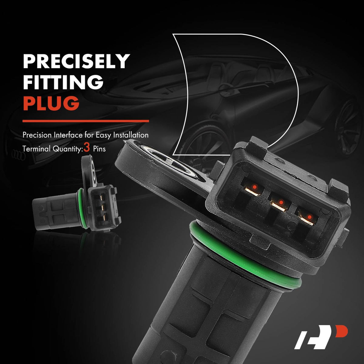 A-Premium camshaft sensor held in hand to show size and install ease
