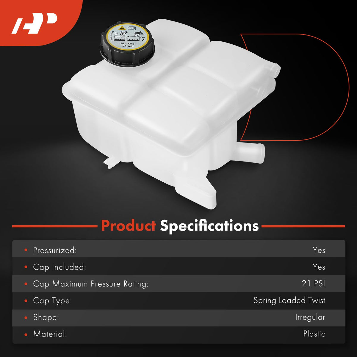 A-Premium cap closeup illustrating 21 PSI rating and pressure control benefit