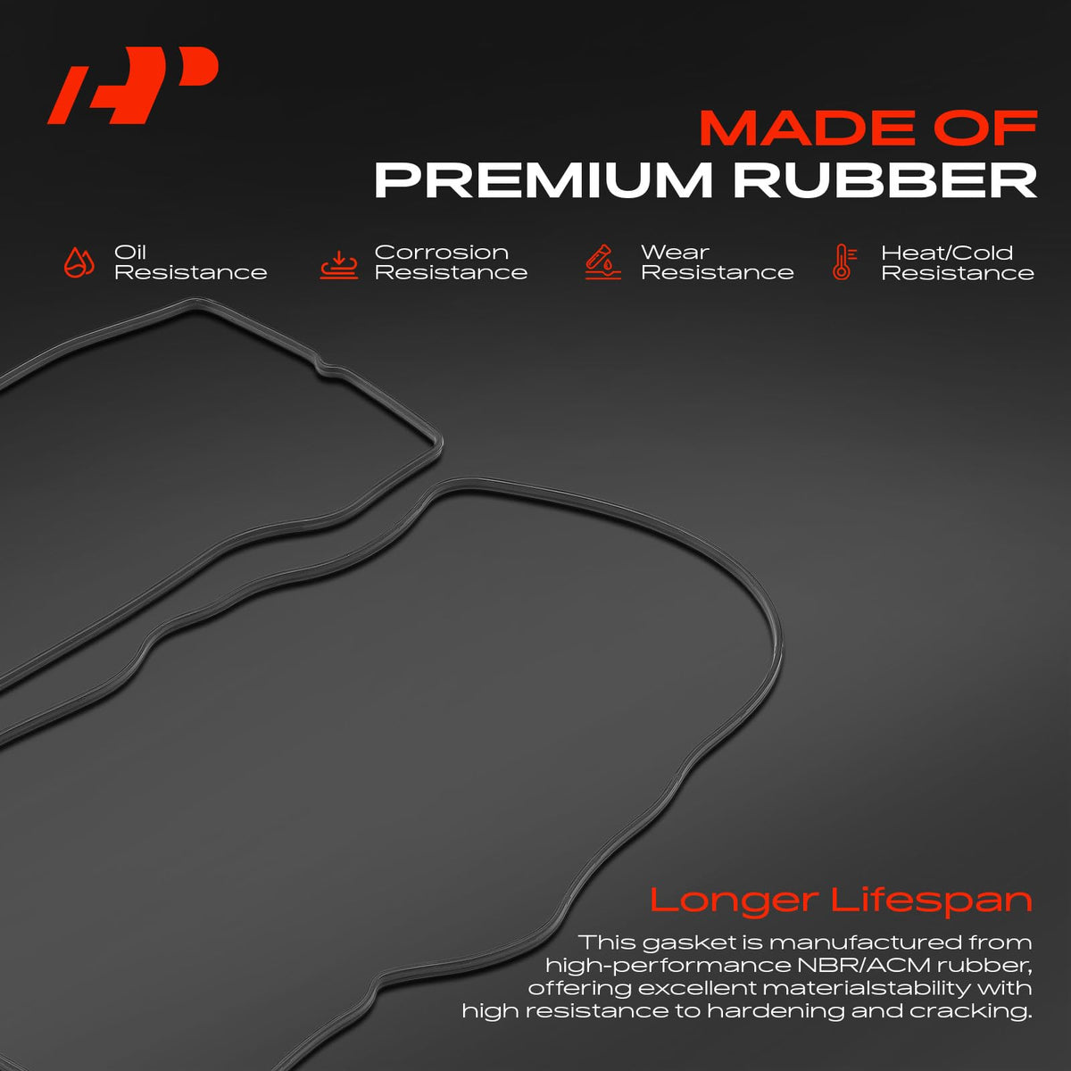 A-Premium close-up of silicone valve cover gasket showing durable material