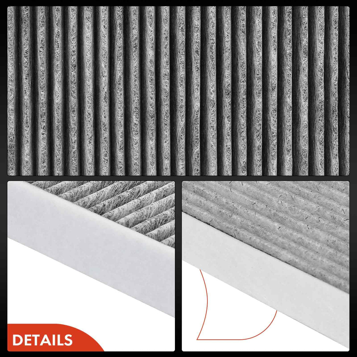 A-Premium macro close-up of pleated media highlighting filtration surface area