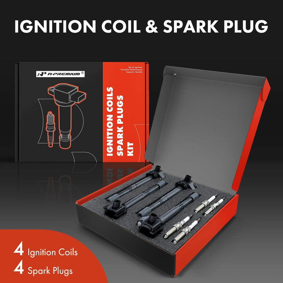 A-Premium ignition coil close-up showing connector and durable construction