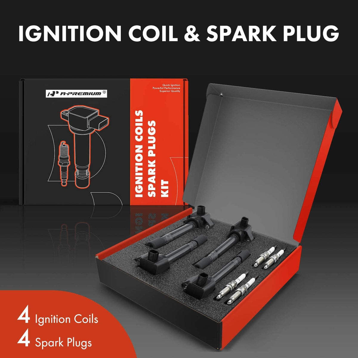 A-Premium ignition coil close-up showing durable housing and mounting bolt for reliable fitment