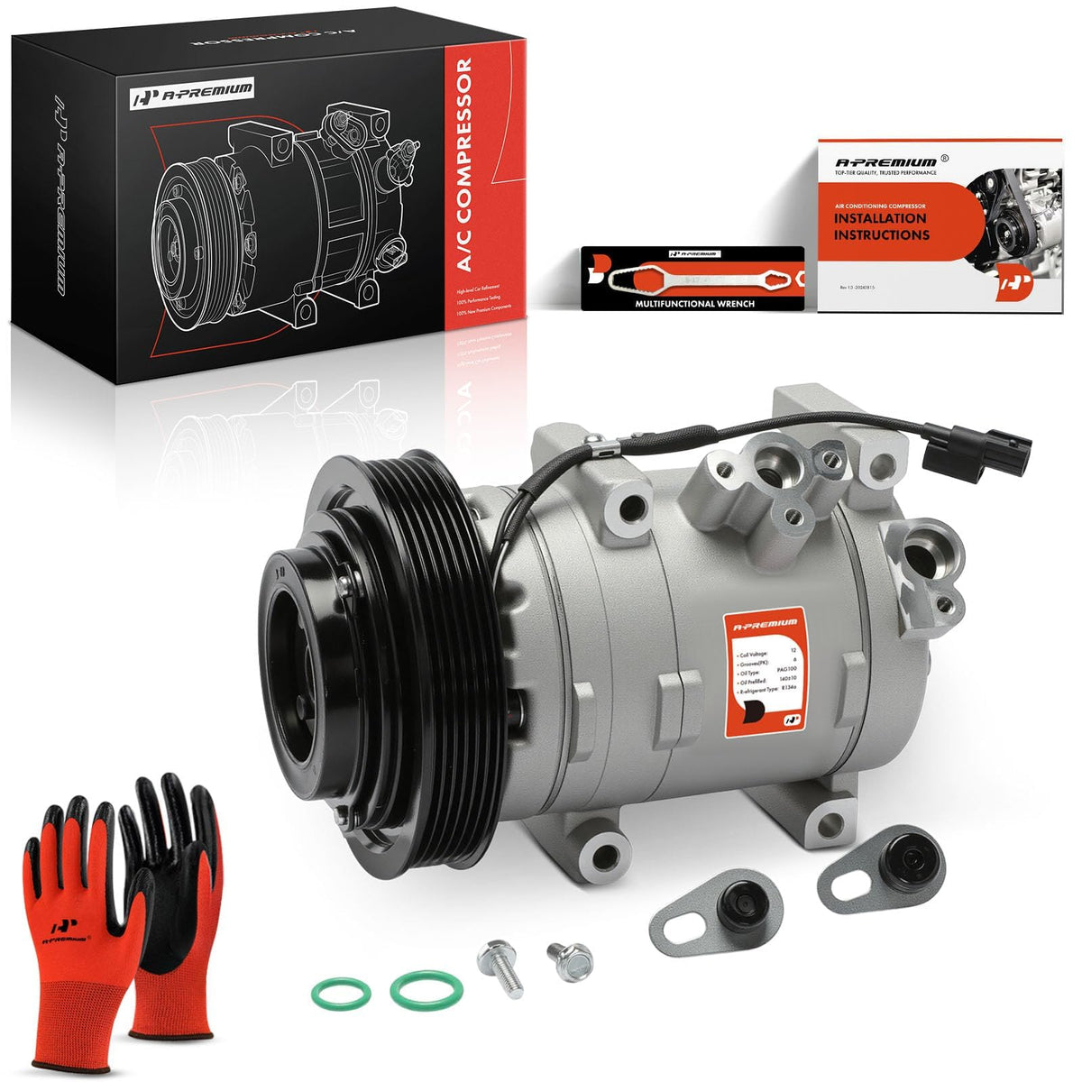A-Premium compressor front view showing complete assembly and easy direct-fit replacement