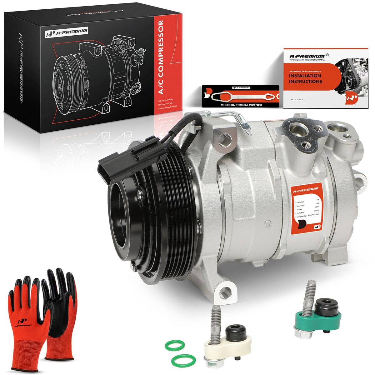 A-Premium compressor front view showing complete unit and ready-to-install benefit