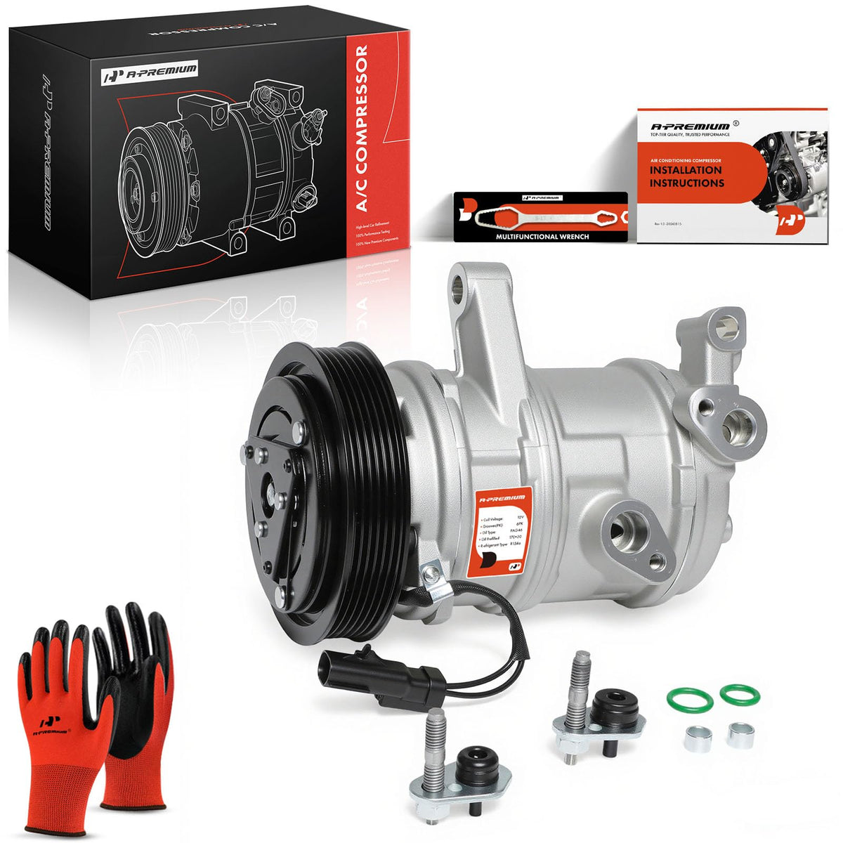 A-Premium compressor front view showing complete unit and fast fit benefit