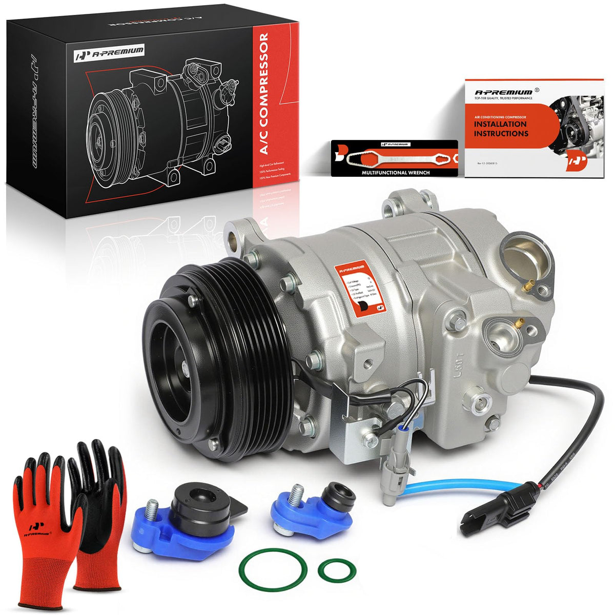 A-Premium compressor front view showing complete assembly and ready-to-install benefit