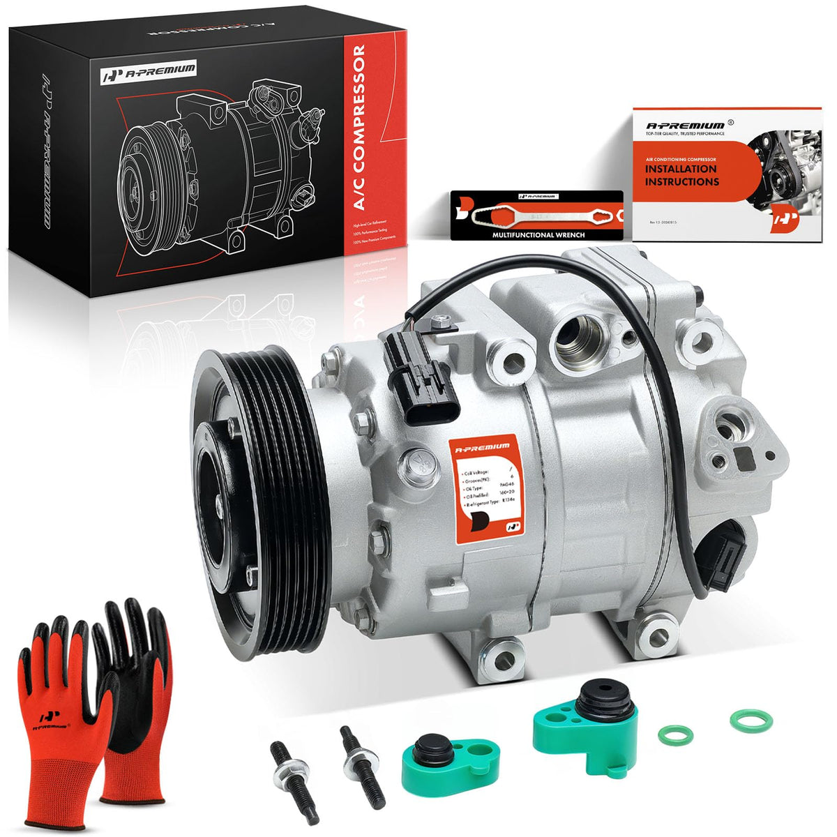 A-Premium compressor front view showing mount points and immediate fit benefit