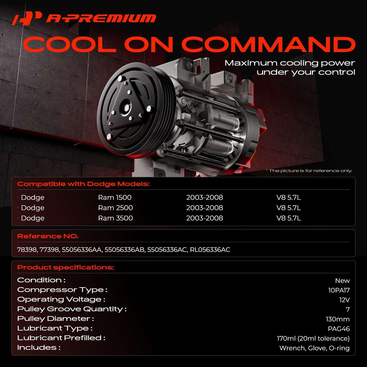 A-Premium pulley close-up highlighting seven-groove design for belt compatibility