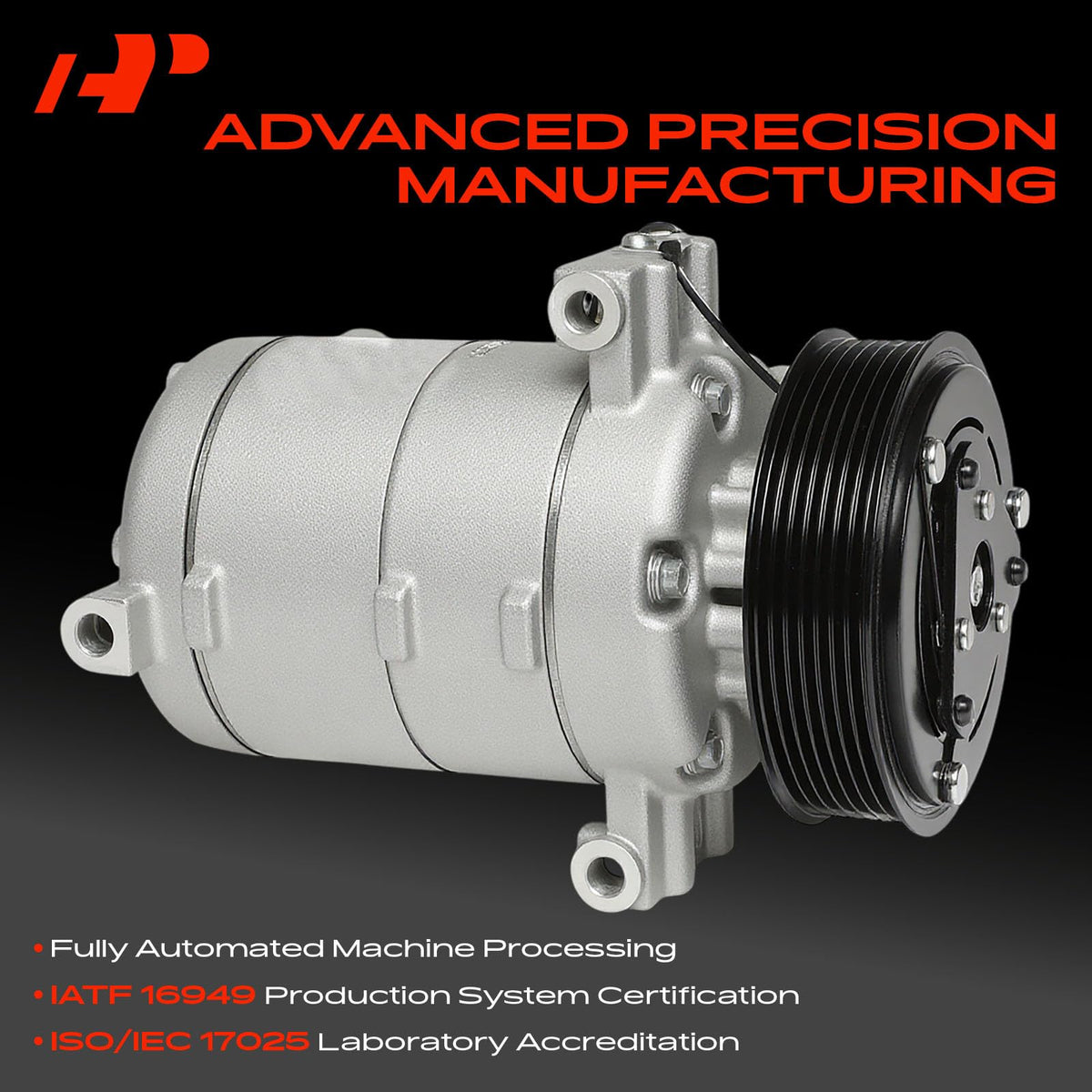 A-Premium pulley detail showing six grooves for accurate belt alignment benefit