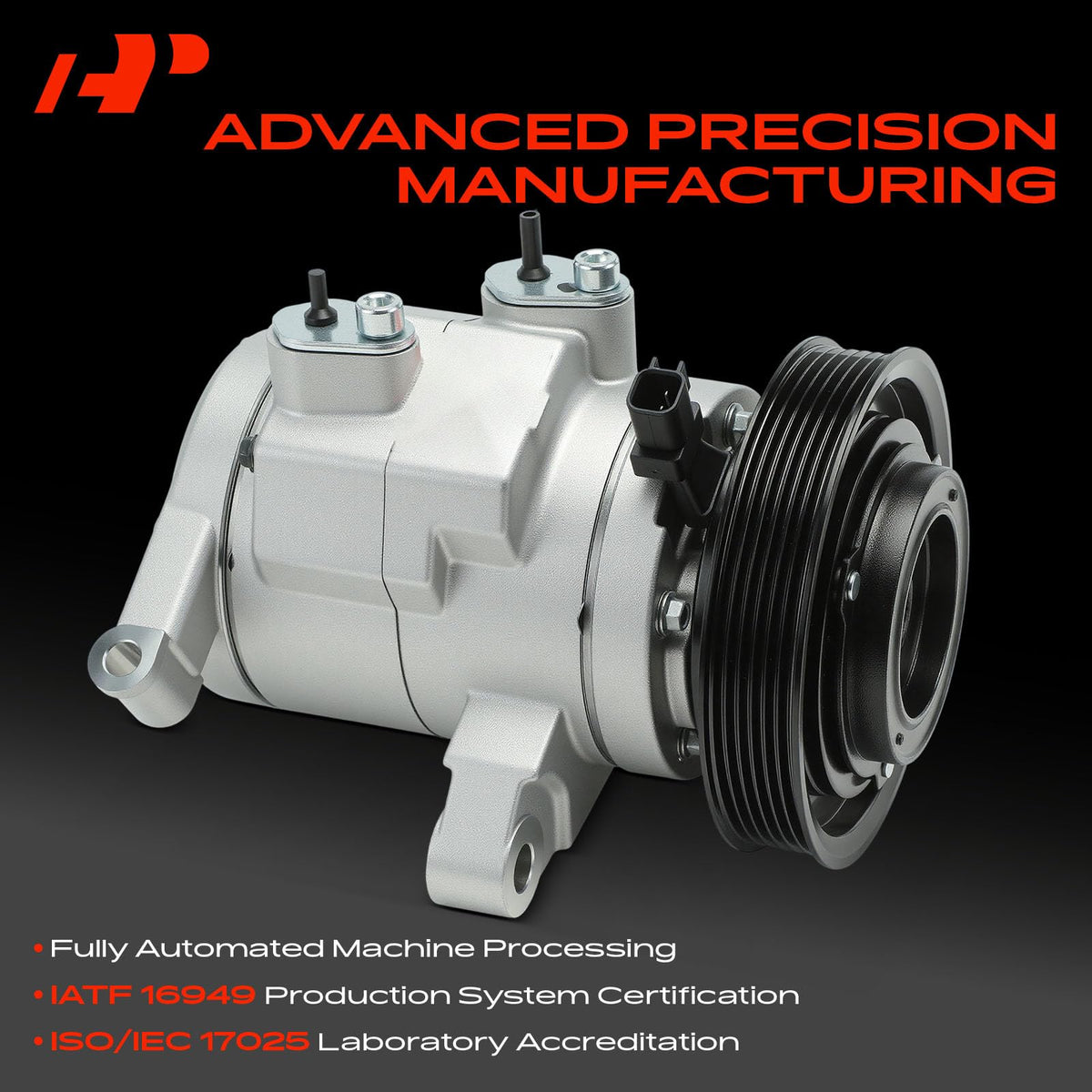 A-Premium pulley detail with six grooves showing exact belt alignment fit