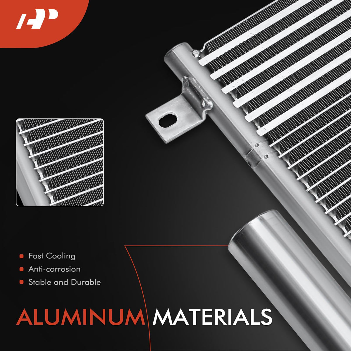 A-Premium condenser core close-up highlighting fin density for efficient cooling