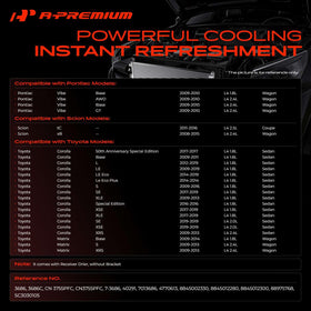 A-Premium condenser core close-up highlighting fin spacing and durable construction benefit